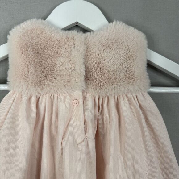 Janie and Jack Baby Girls Dress 12 Months Pink Faux Fur Collar Holiday Retro - Picture 6 of 10
